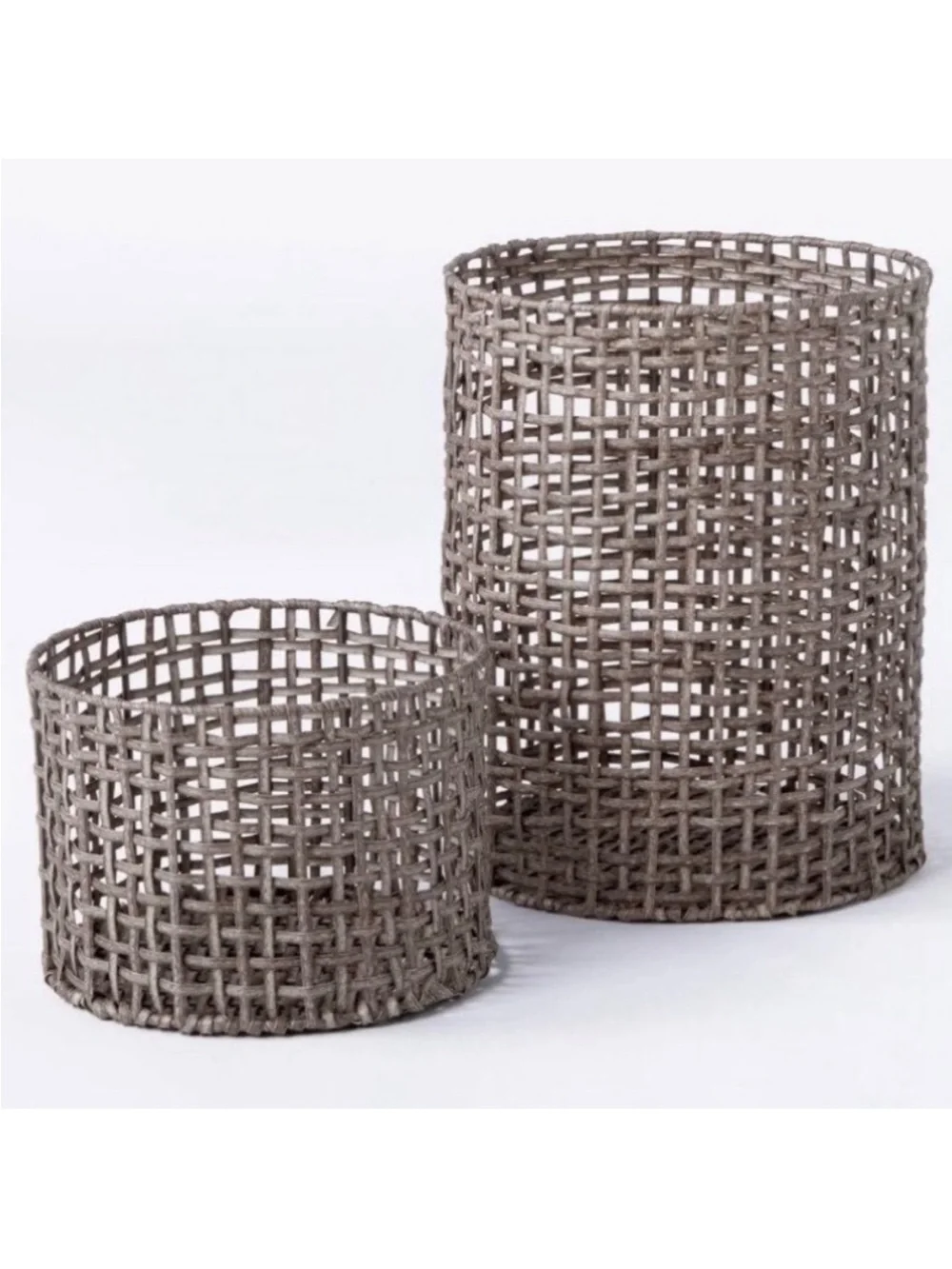 Gray Rattan Outdoor Basket-Threshold designed with Studio McGee